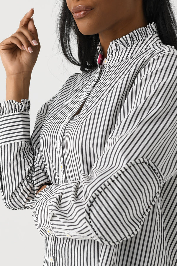 Kerri Rosenthal Mia Striped Ruffle Shirt