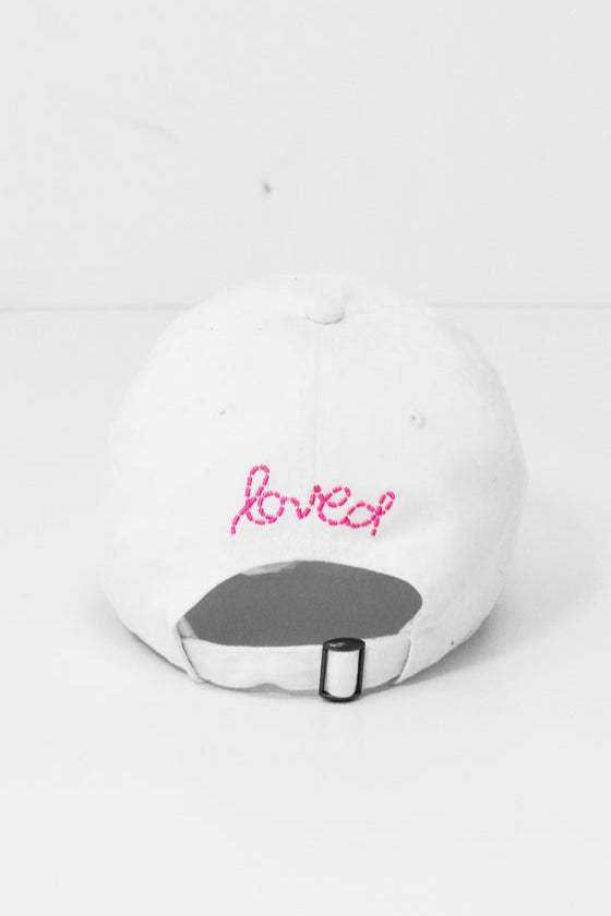 Kerri Rosenthal Imperfect Heart Hat in White/Pink