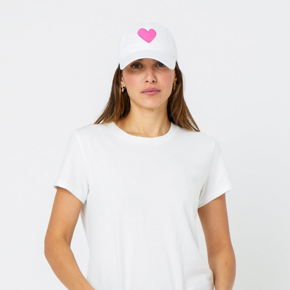 Kerri Rosenthal Imperfect Heart Hat in White/Pink