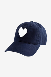 Navy blue baseball cap with a white heart 