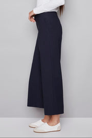 Woman wearing blue cropped pants