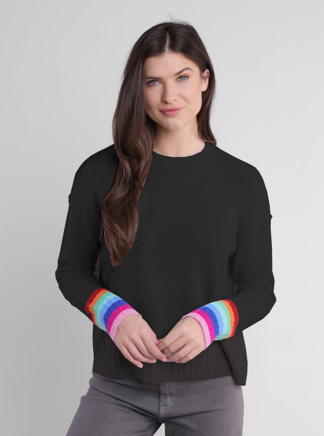 Alashan Cashmere Karma Rainbow Sweater in Black