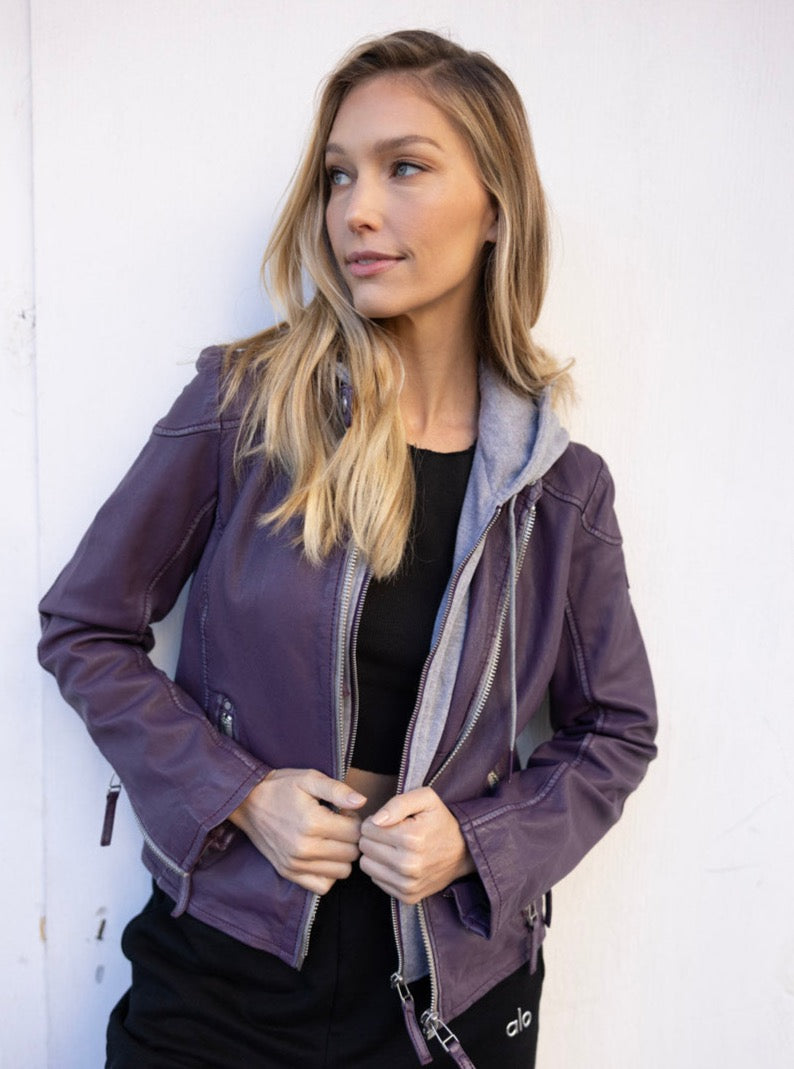 Mauritius Finja Leather Jacket in Purple - Size M Available
