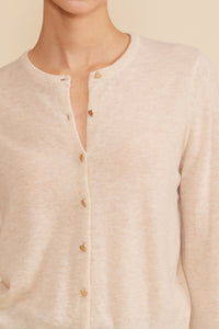 Lucy Paris Betsy Lightweight Cardigan with Heart Buttons in Sand