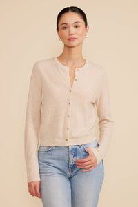 Lucy Paris Betsy Lightweight Cardigan with Heart Buttons in Sand