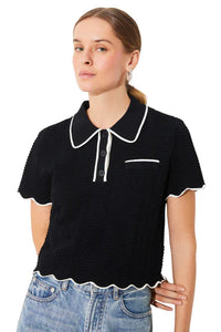 Suncoo Pikil Wavy Polo Top