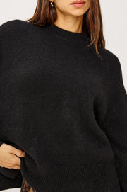 close-up of a black cshmere blend sweater