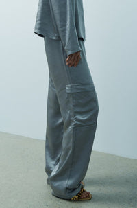 Melissa Nepton Miranda Satin Cargo Pant in Perfect Grey