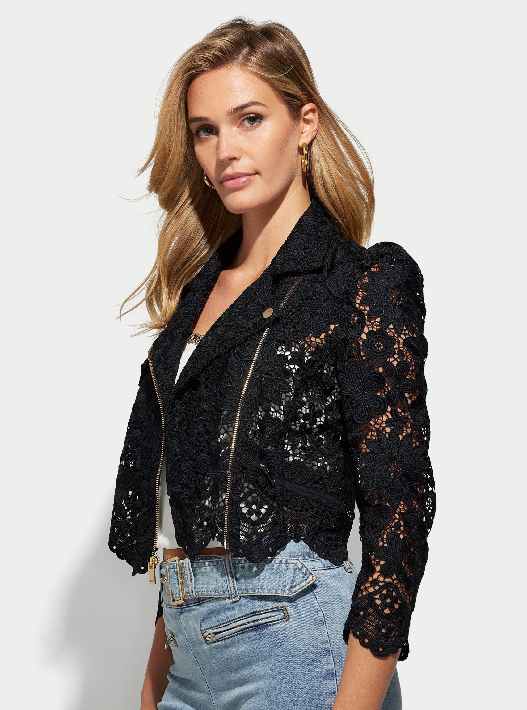 Generation Love Malibu Guipure Lace Jacket in Black