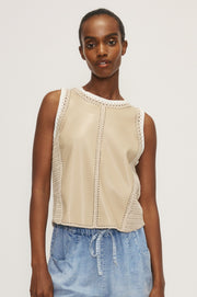 Melissa Nepton Naru Faux Leather Crochet Top