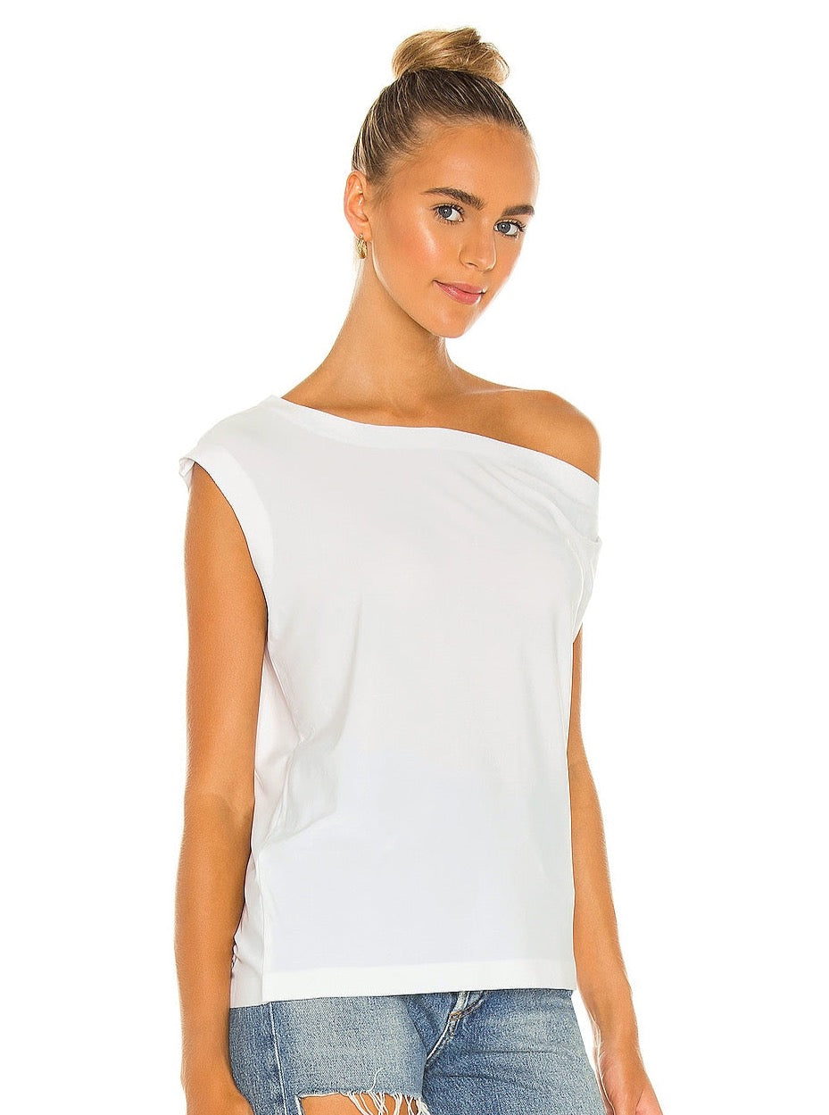 Norma Kamali Drop Shoulder Top in White - Size M Available