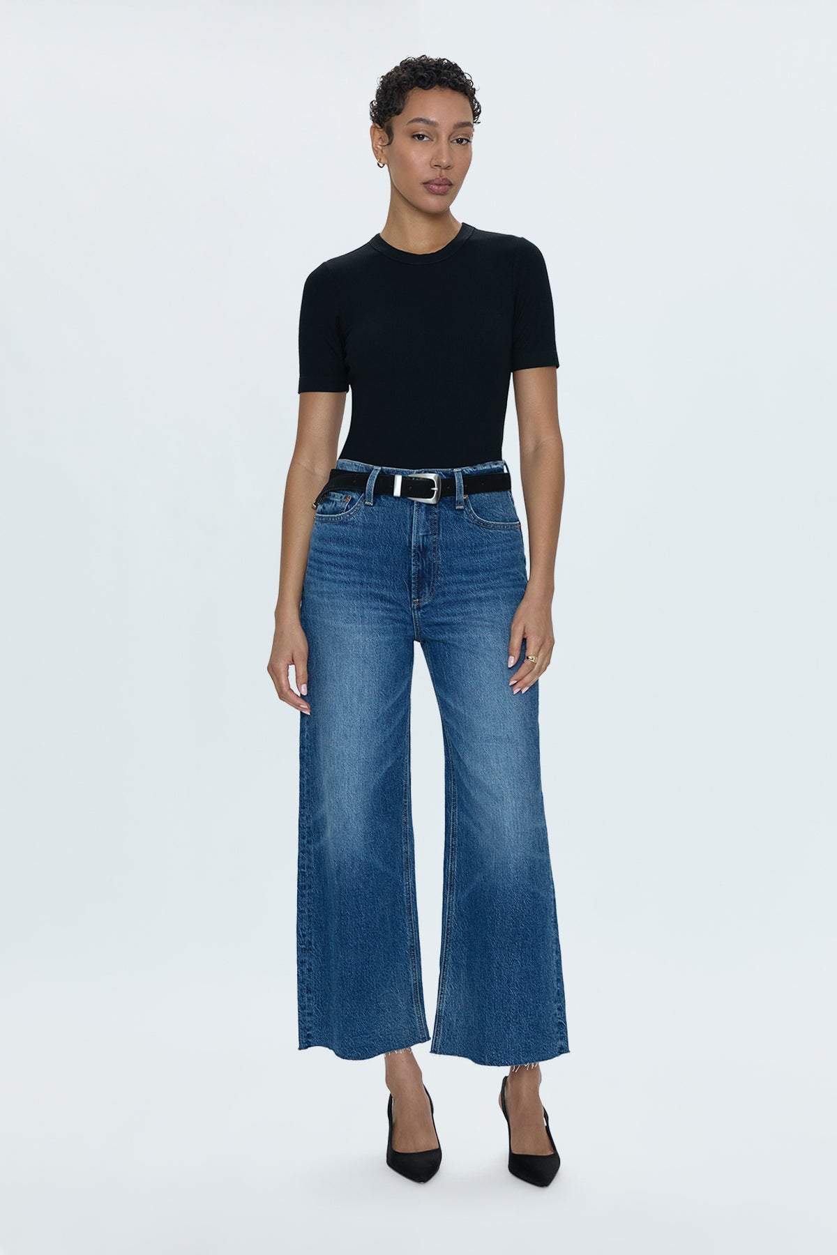 Pistola Lana Crop High Rise Ultra Wide Leg Jeans in Palladium