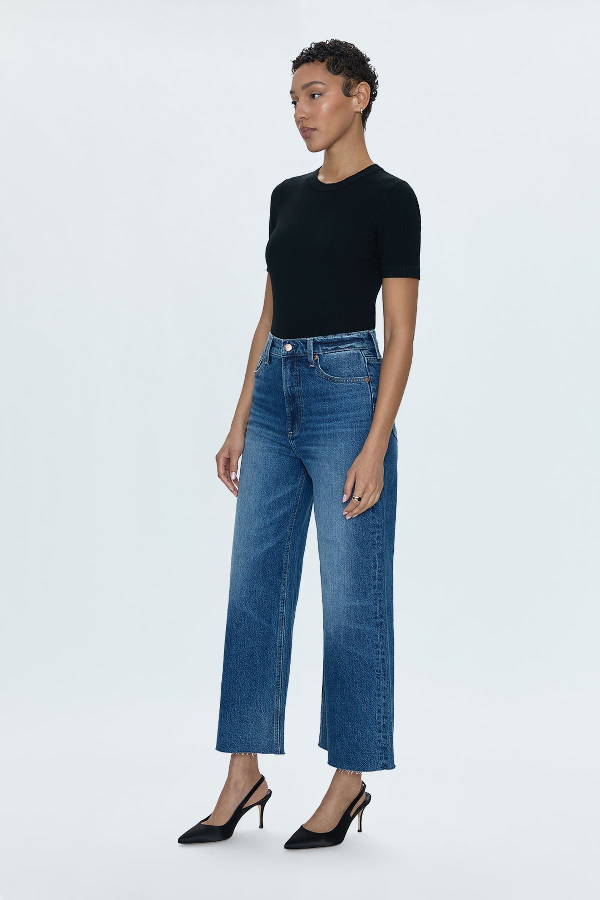 Pistola Lana Crop High Rise Ultra Wide Leg Jeans in Palladium