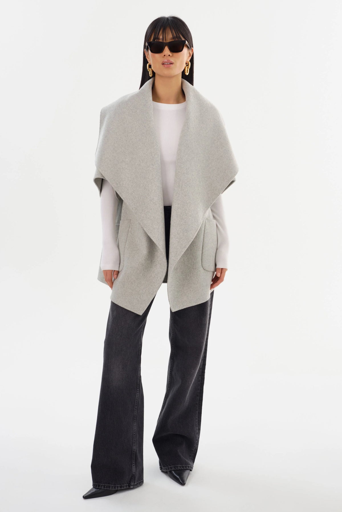 La Marque Penelope 3/4" Sleeve Oversize Coat in Feather Grey