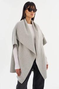 La Marque Penelope 3/4" Sleeve Oversize Coat in Feather Grey