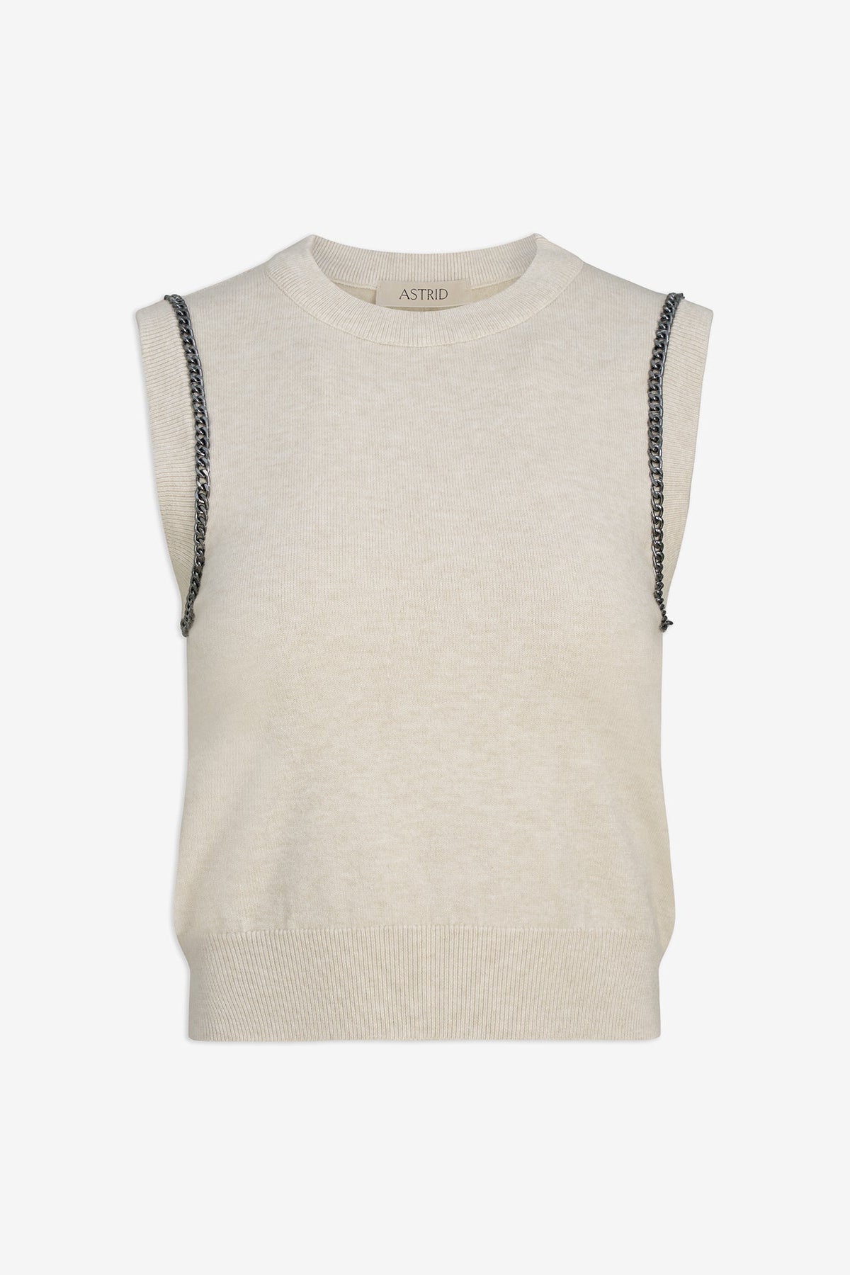 sweater vest top, white with beaded designs 