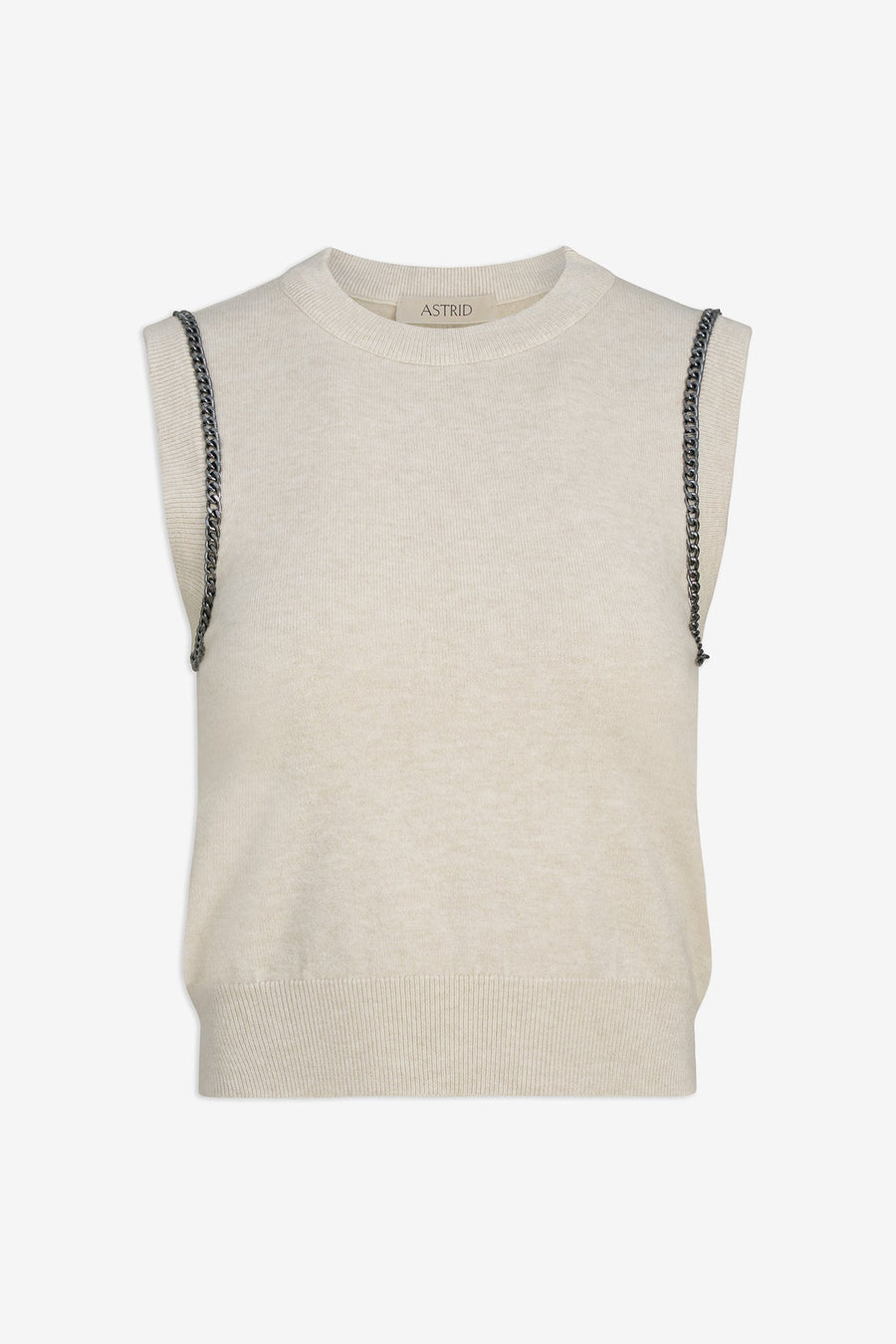 sweater vest top, white with beaded designs 