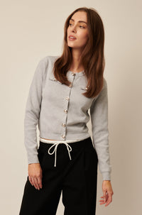 Line Rhea Silver Button French Cardi in Heather Daze