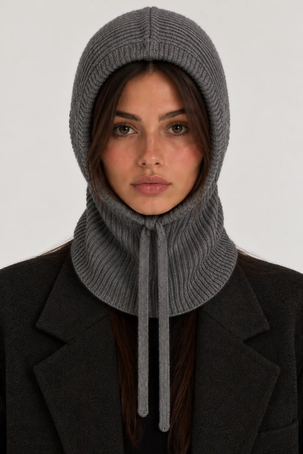 heather grey knitted baclava 