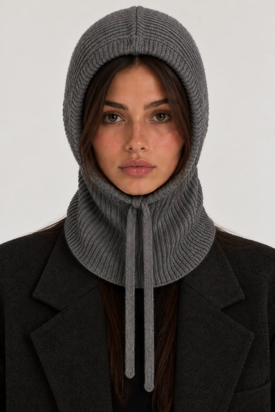 heather grey knitted baclava 