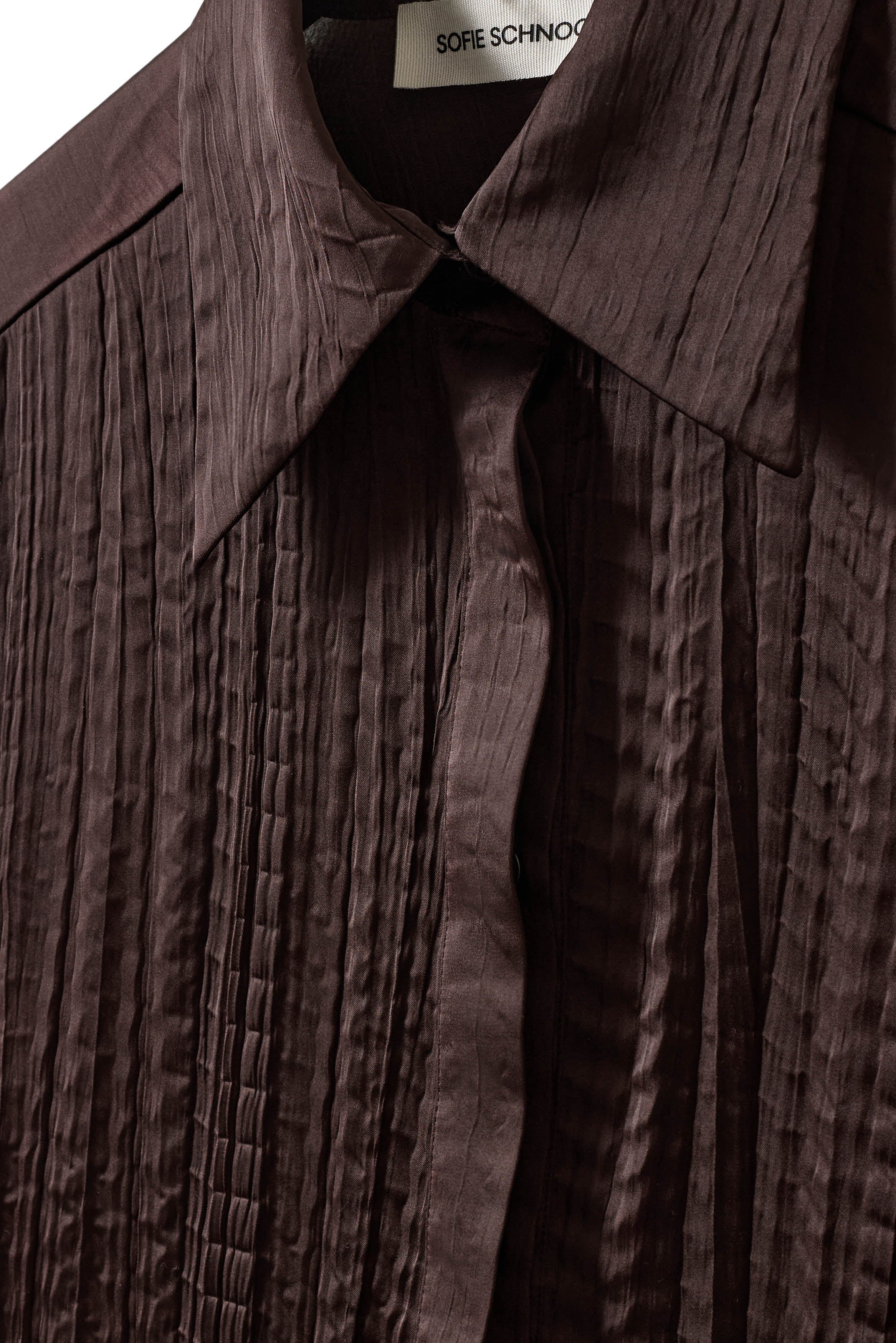 brown button up crinkled shirt 
