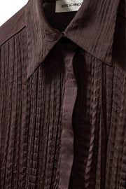 brown button up crinkled shirt 