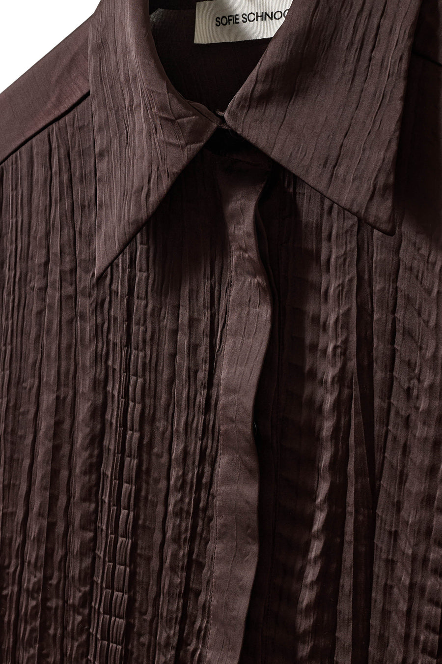 brown button up crinkled shirt 