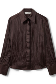 brown button up crinkled shirt 