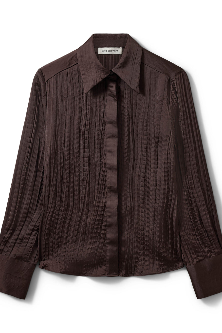 brown button up crinkled shirt 