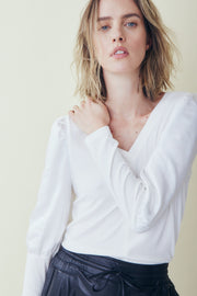 Melissa Nepton Sonia Satin Top in Off White