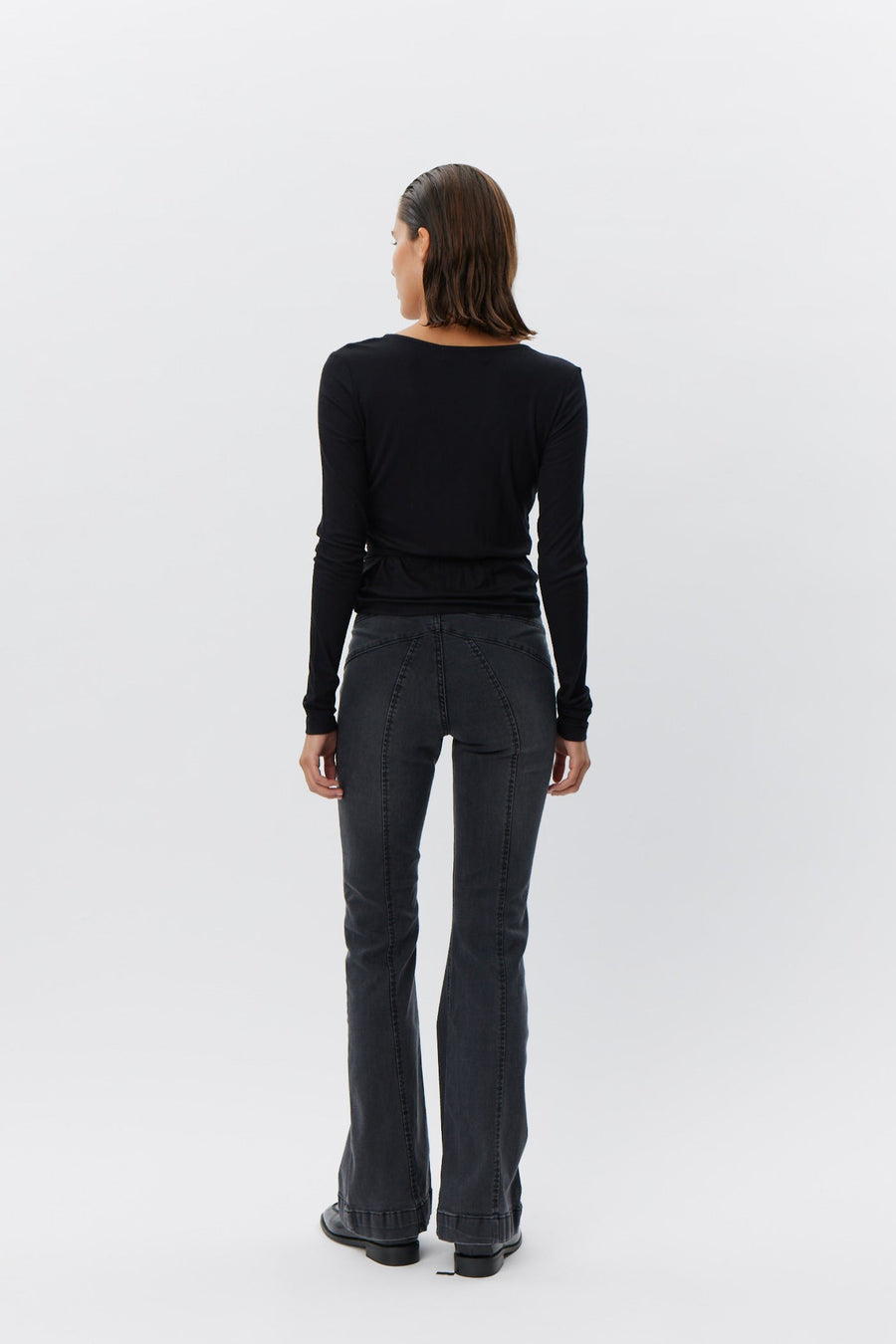 black v-neck wrap top 