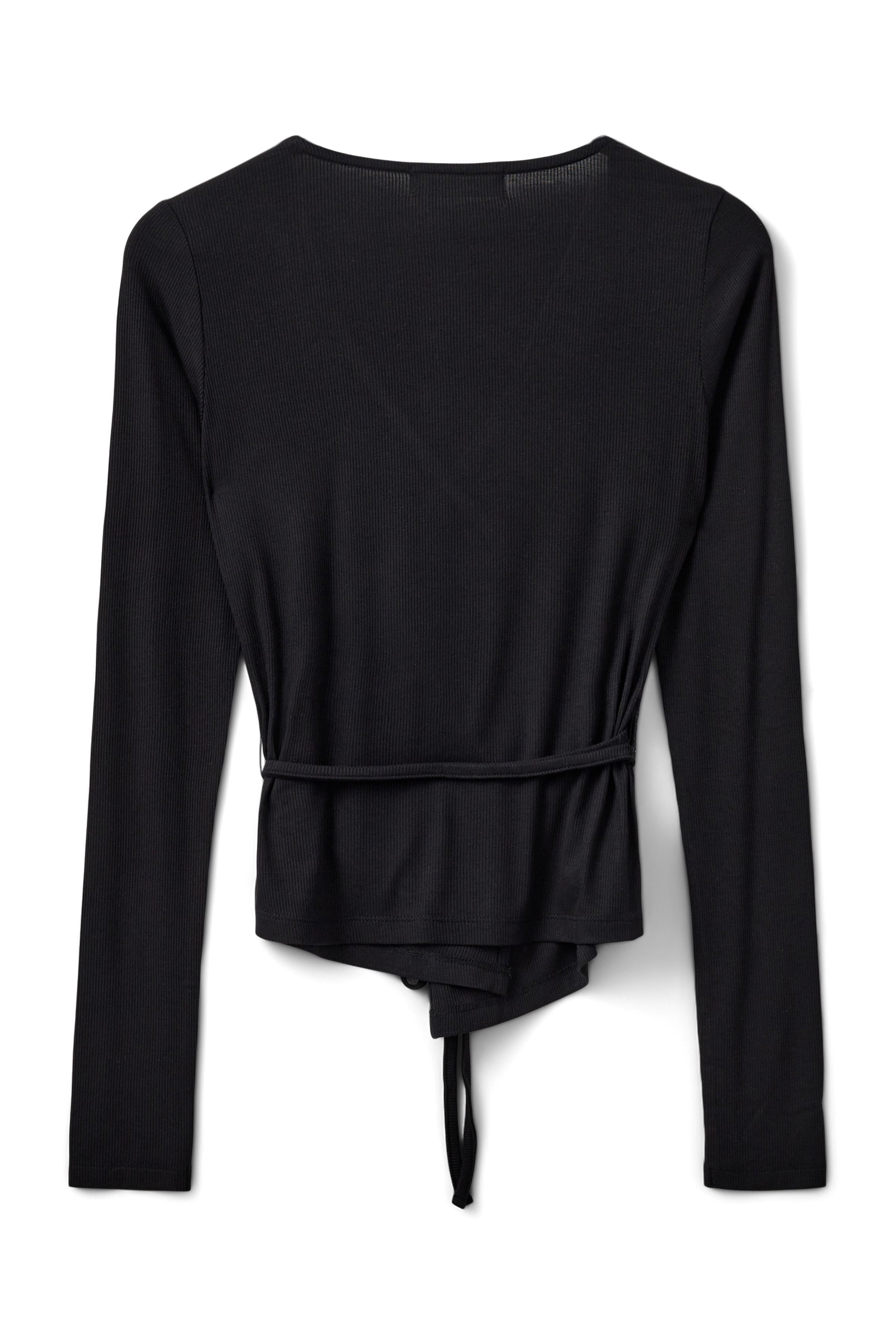 black v-neck wrap top 