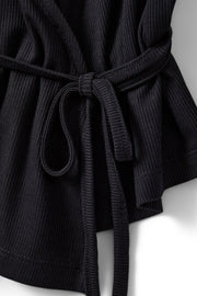 black v-neck wrap top 