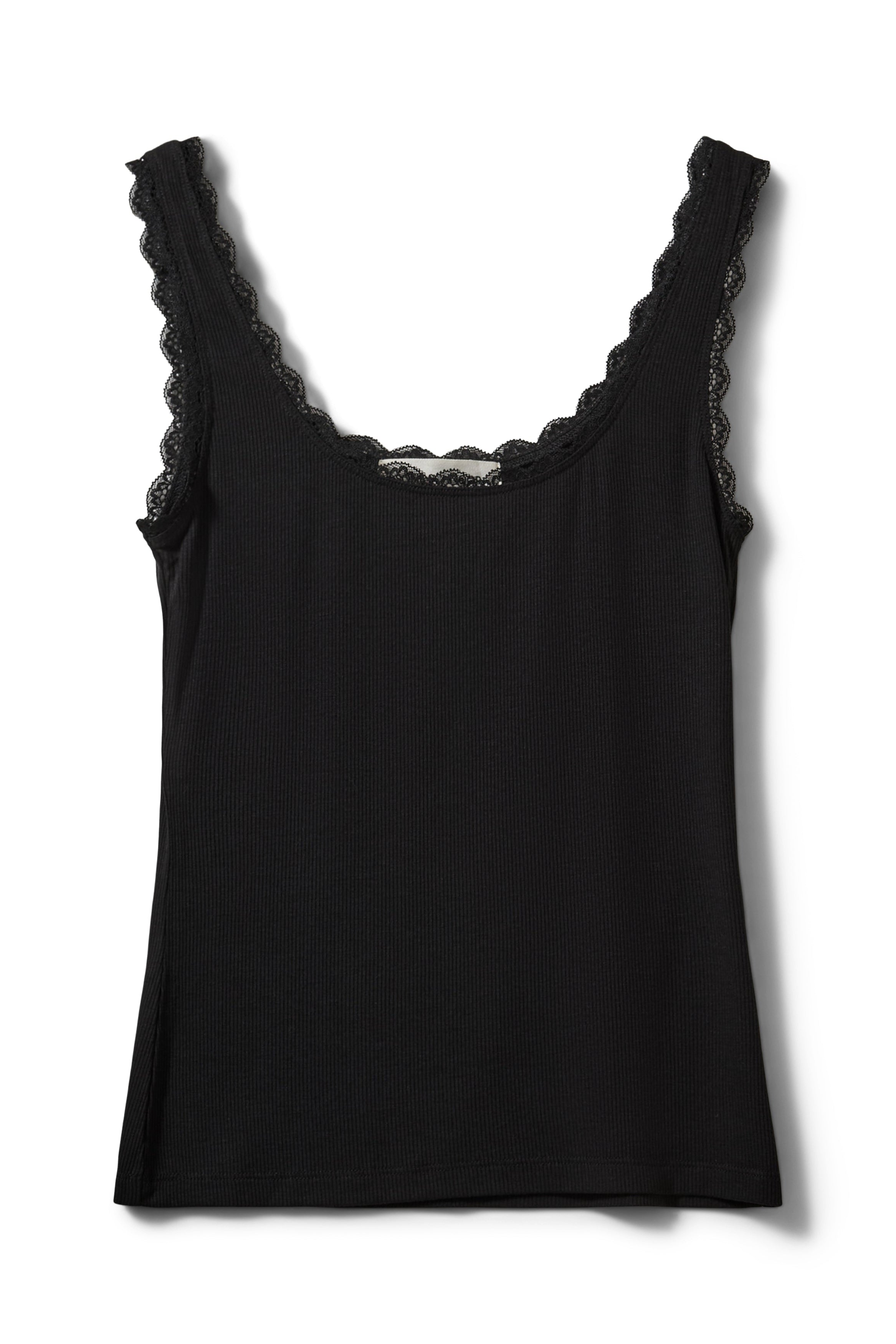 black tank top with lace trim 