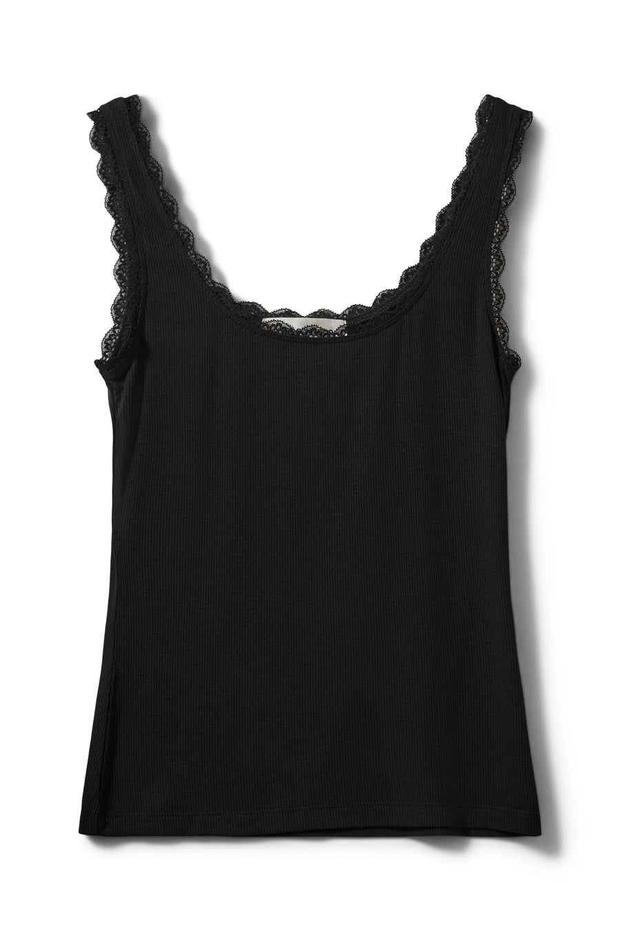 black tank top with lace trim 