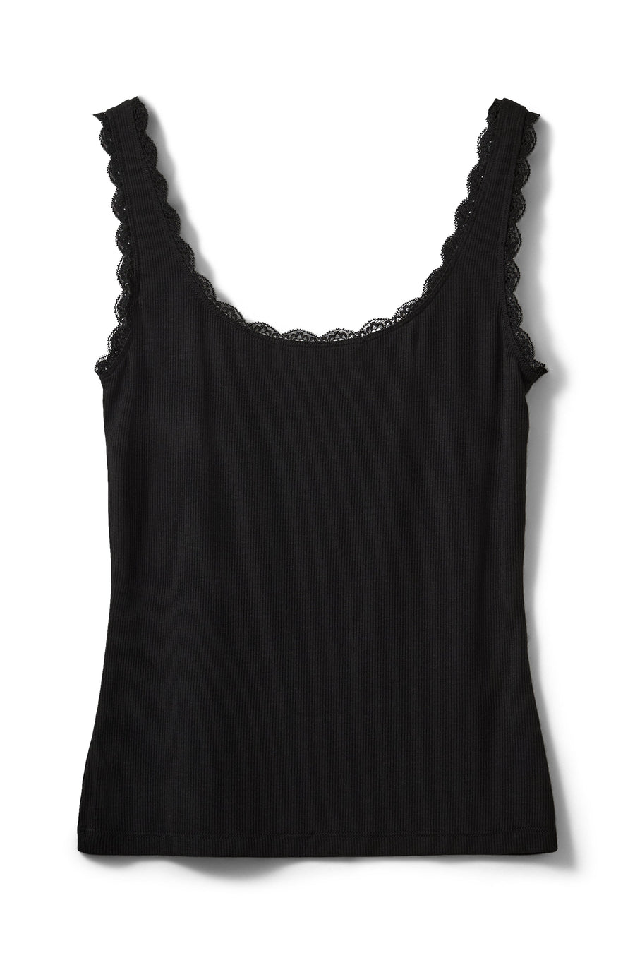 black tank top with lace trim 