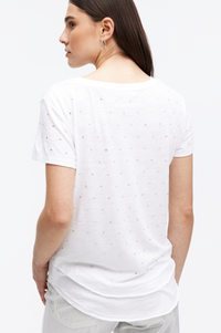 Chrldr Ava All Over Studs V-Neck Mock Layer T-Shirt