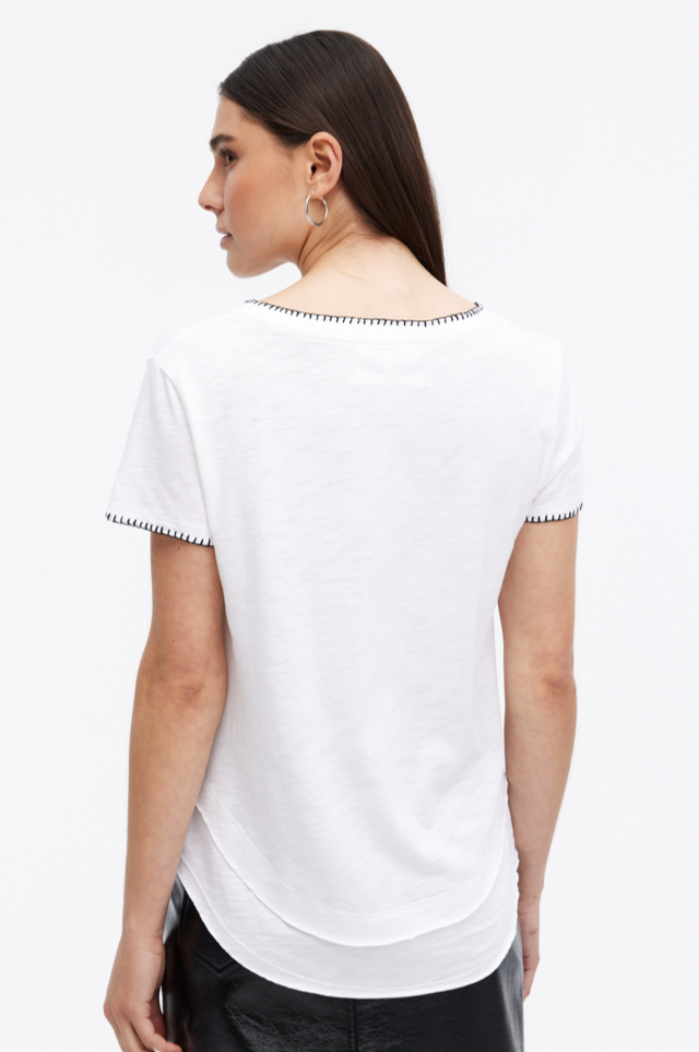 Chrldr Whipstitch Ava V-Neck Mock Layer T-Shirt