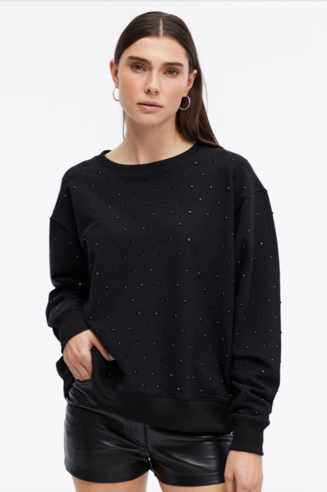 Chrldr Angela All Over Studs Crewneck Sweatshirt