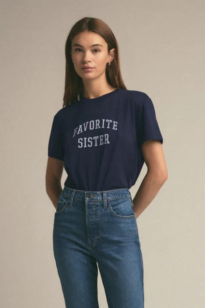 FAVORITE DAUGHTER Favorite Sister Cropped Collegiate Tee
