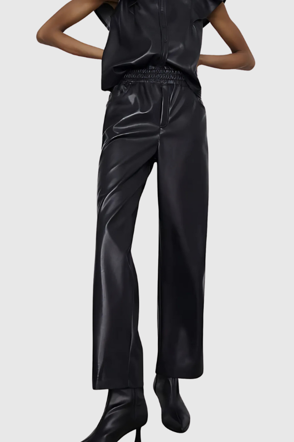 Melissa Nepton Faux Leather Pull On Wide Leg Pant