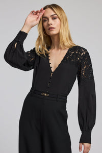 Generation Love Harlea Lace Combo Blouse in Black