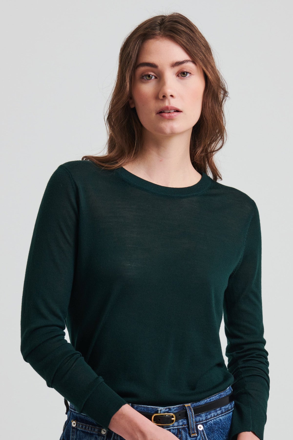 Patrick Assaraf XFine Merino Classic Tee in Forest Night