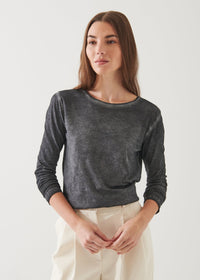 Patrick Assaraf Sublime Classic Crew Long Sleeve Tee in Nightscape