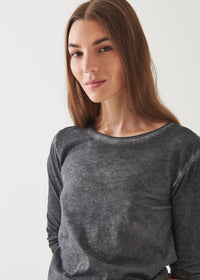 Patrick Assaraf Sublime Classic Crew Long Sleeve Tee in Nightscape