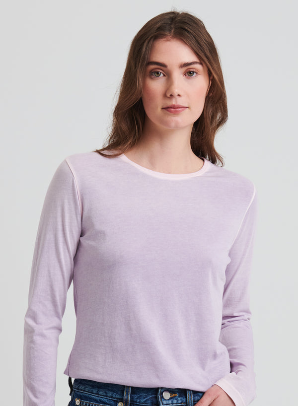 Patrick Assaraf Pima Classic Rev Spray Tee in Lavender