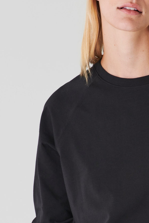 Patrick Assaraf Oversized Raglan Sweatshirt in Black