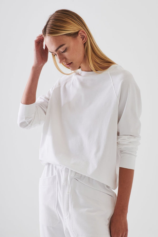 Patrick Assaraf Oversized Raglan Sweatshirt in White