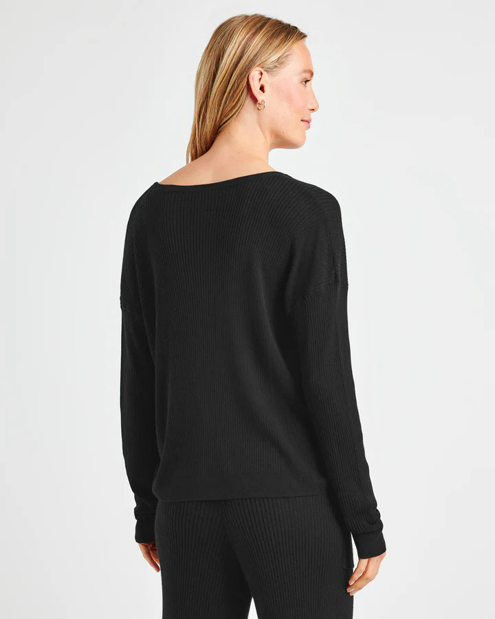 Splendid Georgie Rib Sweater in Black