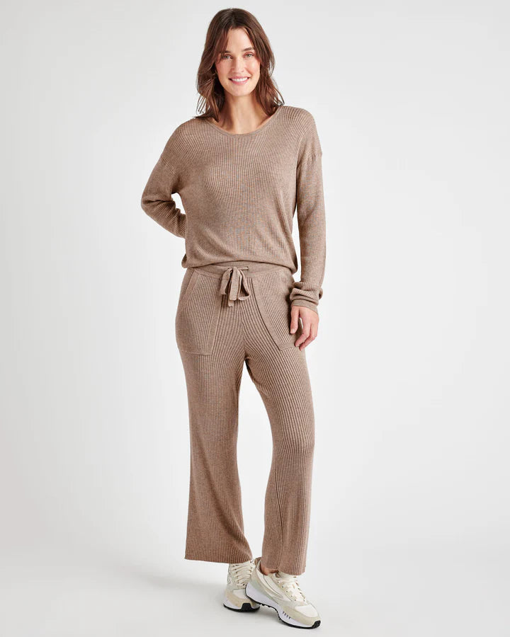 Splendid Georgie Rib Sweater in Tawny Heather